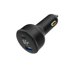 მანქანის დამტენი Gembird TA-UC-AC2PD65LCD-CAR-01 2-port USB Car Fast Charger USB-C PD LCD 65W Black, 4 image
