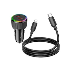 მანქანის დატენი Hoco NZ14B Guerrero PD50W Dual-Type-C car charger black, 3 image