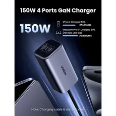 მანქანის დამტენი UGREEN EC706 (35571), 150W, Type-C, USB, Car Charger, Grey, 5 image