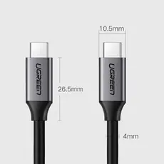 USB კაბელი UGREEN US161 (50751), USB 3.1 Type-c To Type-c Cable, 1.5m, Black, 4 image