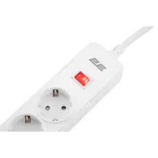 დენის გამანაწილებელი 2Е 2E-SP515M2USBWH, 5 Socket, 3xUSB-A, 2m, Power Strip With Surge Protector, White, 4 image