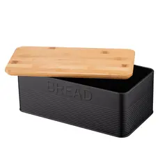 პურის შესანახი Ardesto Bread bin Midori 33х18х12cm, metal, bamboo, black, 5 image