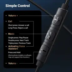 ყურსასმენი UGREEN EP105 (35753), In-Ear Headphones, Wired, 3.5mm, Black, 4 image