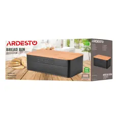 პურის შესანახი Ardesto Bread bin Midori 33х18х12cm, metal, bamboo, black, 9 image