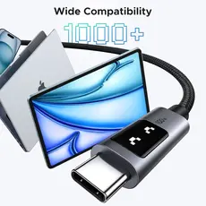 USB კაბელი UGREEN Uno L509 (35512), 100W, Type-C to Type-C, 2M, Black/Grey, 3 image