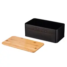 პურის შესანახი Ardesto Bread bin Midori 33х18х12cm, metal, bamboo, black, 4 image