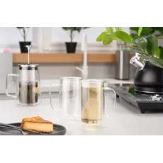 ჭიქების ნაკრები Ardesto Doublewall mug set with handles, 400ml, 2pcs, borosilicate glass, transparent, 3 image