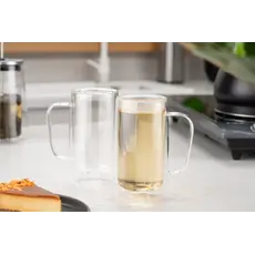 ჭიქების ნაკრები Ardesto Doublewall mug set with handles, 400ml, 2pcs, borosilicate glass, transparent, 4 image