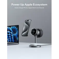 უსადენო დამტენი Aukey 3 in-1 15W LC-MC311A MagFusion Pro Qi2 Active Cooling Wireless Charging Station Gray, 3 image