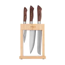 დანების კომპლექტი Ardesto Knives Set with block Midori, 6pcs, stainless steel, plastic, bamboo, brown, 3 image