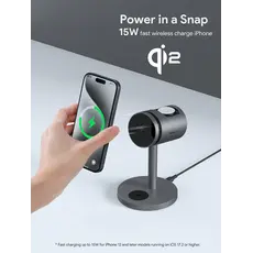 უსადენო დამტენი Aukey 3 in-1 15W LC-MC311A MagFusion Pro Qi2 Active Cooling Wireless Charging Station Gray, 4 image