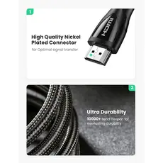 HDMI კაბელი UGREEN HD140 (80405), 8K HDMI 2.1 To HDMI 2.1 Cable, 5m, Black, 4 image