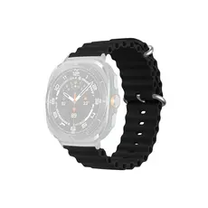 სმარტ საათის სამაჯური TVC Samsung Galaxy Watch Ultra 47mm Wavy Design Double Buckle Silicone Watch Band - Black, 3 image