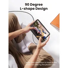 USB კაბელი UGREEN US323 (70531), 60W, Right Angle type-C to type-C Angled, 2m, Black/Grey, 4 image