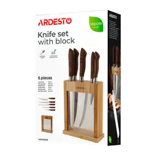 დანების კომპლექტი Ardesto Knives Set with block Midori, 6pcs, stainless steel, plastic, bamboo, brown, 11 image