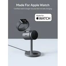 უსადენო დამტენი Aukey 3 in-1 15W LC-MC311A MagFusion Pro Qi2 Active Cooling Wireless Charging Station Gray, 5 image