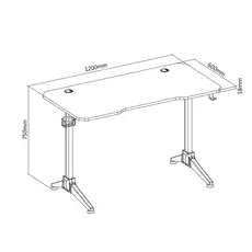 სათამაშო მაგიდა 2E GAMING Table OTOROSHI, 120х60x75cm, white-grey, 4 image
