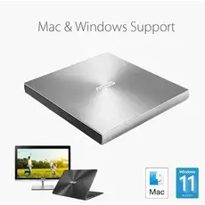 დისკის წამკითხველი ASUS ODD portable SDRW-08U9M-U DVD+-R/RW burner M-DISC USB2.0 Slim silver Retail Box