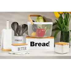 პურის შესანახი Ardesto Bread bin Midori 33х18х13cm, metal, bamboo, white, 3 image