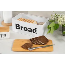 პურის შესანახი Ardesto Bread bin Midori 33х18х13cm, metal, bamboo, white, 5 image