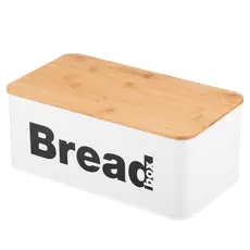 პურის შესანახი Ardesto Bread bin Midori 33х18х13cm, metal, bamboo, white, 2 image