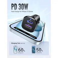 მანქანის დამტენი UGREEN 25845, 30W, USB, Type-C, USB-C, Black, 5 image