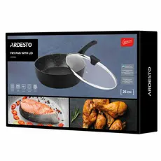 ტაფა Ardesto Deep Fry pan with lid Gemini Livorno, 26cm, aluminium, black, 6 image