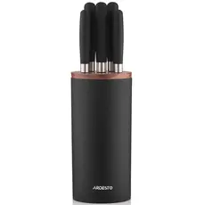 დანების კომპლექტი Ardesto Knives Set with block Gemini, 6pcs, stainless steel, plastic, black, 2 image