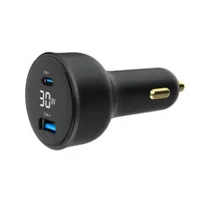 მანქანის დამტენი Gembird TA-UC-AC2PD30LCD-CAR-01 2-port USB CarFast Charger USB-C PD LCD 30W Black, 6 image