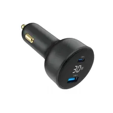 მანქანის დამტენი Gembird TA-UC-AC2PD30LCD-CAR-01 2-port USB CarFast Charger USB-C PD LCD 30W Black, 3 image