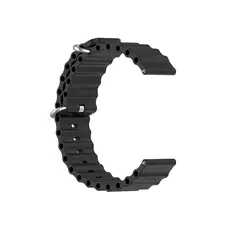 სმარტ საათის სამაჯური For Samsung Galaxy Watch3 41mm / Gear Sport Universal 20mm Wave Design Silicone Replacement Strap Solid Color Wrist Band - Black, 3 image