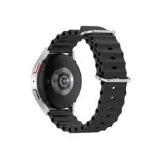 სმარტ საათის სამაჯური For Samsung Galaxy Watch3 41mm / Gear Sport Universal 20mm Wave Design Silicone Replacement Strap Solid Color Wrist Band - Black, 4 image