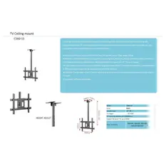 ტელევიზორის საკიდი ჭერზე Allscreen C560-15, 32"-75", TV Ceiling Mount, Black, 4 image