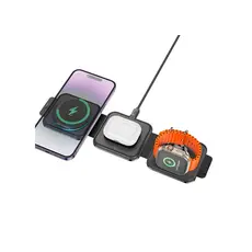 პორტატული დინამიკი Hoco CQ4 Unique 3-in-1 folding magnetic wireless fast charger Black, 5 image