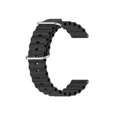 სმარტ საათის სამაჯური For Samsung Galaxy Watch3 41mm / Gear Sport Universal 20mm Wave Design Silicone Replacement Strap Solid Color Wrist Band - Black