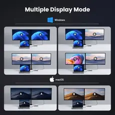 USB-C ჰაბი UGREEN CM498 (15852) Revodok 206, 2 x HDMI, USB, Type-C, HUB, Grey, 8 image