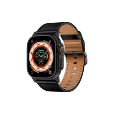 სმარტ საათის სამაჯური TVC Apple Watch 10 46mm / Ultra 2 / Ultra 49mm / 9 8 7 45mm / SE (2023) SE (2022) SE 6 5 4 44mm / 3 2 1 42mm Genuine Cow Leather Band - Black