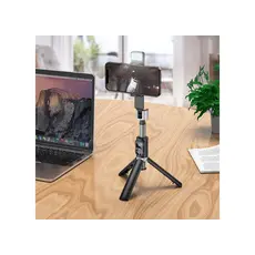 მობილურის სამაგრი Hoco K16 aluminum alloy fill light live broadcast holder black, 4 image