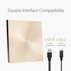 დისკის წამკითხველი ASUS ZenDrive SDRW-08U9M-U DVD+-R/RW USB2.0 EXT Ret Ultra Slim GOLD, 5 image