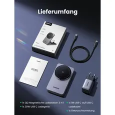 უსადენო დამტენი UGREEN W707 (45025) Qi2 MagFlow, 15W, Wireless Charging Station With 30W USB-C Charger, Space gray, 3 image