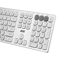 კლავიატურა 2E 2E-KS270WBWH Scissor, Wireless, USB, Bluetooth, Keyboard, White/Silver, 3 image
