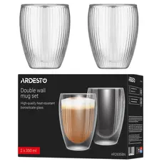 Mug Set Ardesto AR2635BN, 350ml, 2pcs, Double Wall Mug Set, Transparent, 3 image