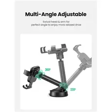 მობილურის დამჭერი UGREEN LP200 (60990B), Gravity Phone Holder With Suction Cup, Black, 6 image