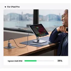 დამტენი UGREEN CD319 (25257) Nexode, 30W, Type-C with Type-c Cable 1m, GaN Fast Charger, Gray, 7 image