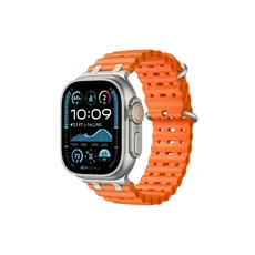 სმარტ საათის სამაჯური TVC Ocean Watch Strap for Apple Watch Series 10 Ultra 9 8 7 SE 6 5 4 3 2 1 46mm 49mm 45mm 44mm 42mm Silicone Band - Orange+Silver Buckle