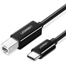 პრინტერის კაბელი UGREEN US241 (50446), USB-C Male To USB-B 2.0 Male, Printer Cable, 2M, Black