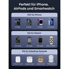 უსადენო დამტენი UGREEN W707 (45025) Qi2 MagFlow, 15W, Wireless Charging Station With 30W USB-C Charger, Space gray, 7 image