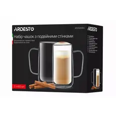 ჭიქების ნაკრები Ardesto AR2640BHR, 400ml, 2pcs, Double Wall Mug Set, Transparent, 5 image