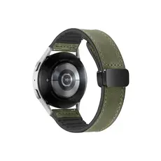 სმარტ საათის სამაჯური For Samsung Gear Sport / Huawei Watch GT 3 42mm Magnetic Genuine Cow Leather Watch Band, 20mm - Army Green