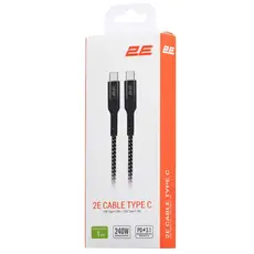 USB კაბელი 2E Сable USB-C > USB-C charge/data, 1m, 240W Type-C, Aluminum Shell, black, 4 image